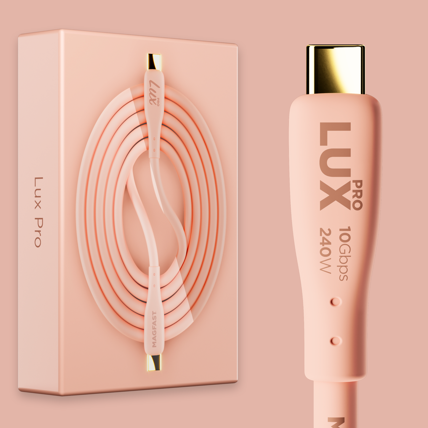 MAGFAST Lux Pro Cable - Candy Pink - 2m - USB-C to USB-C + Adapter