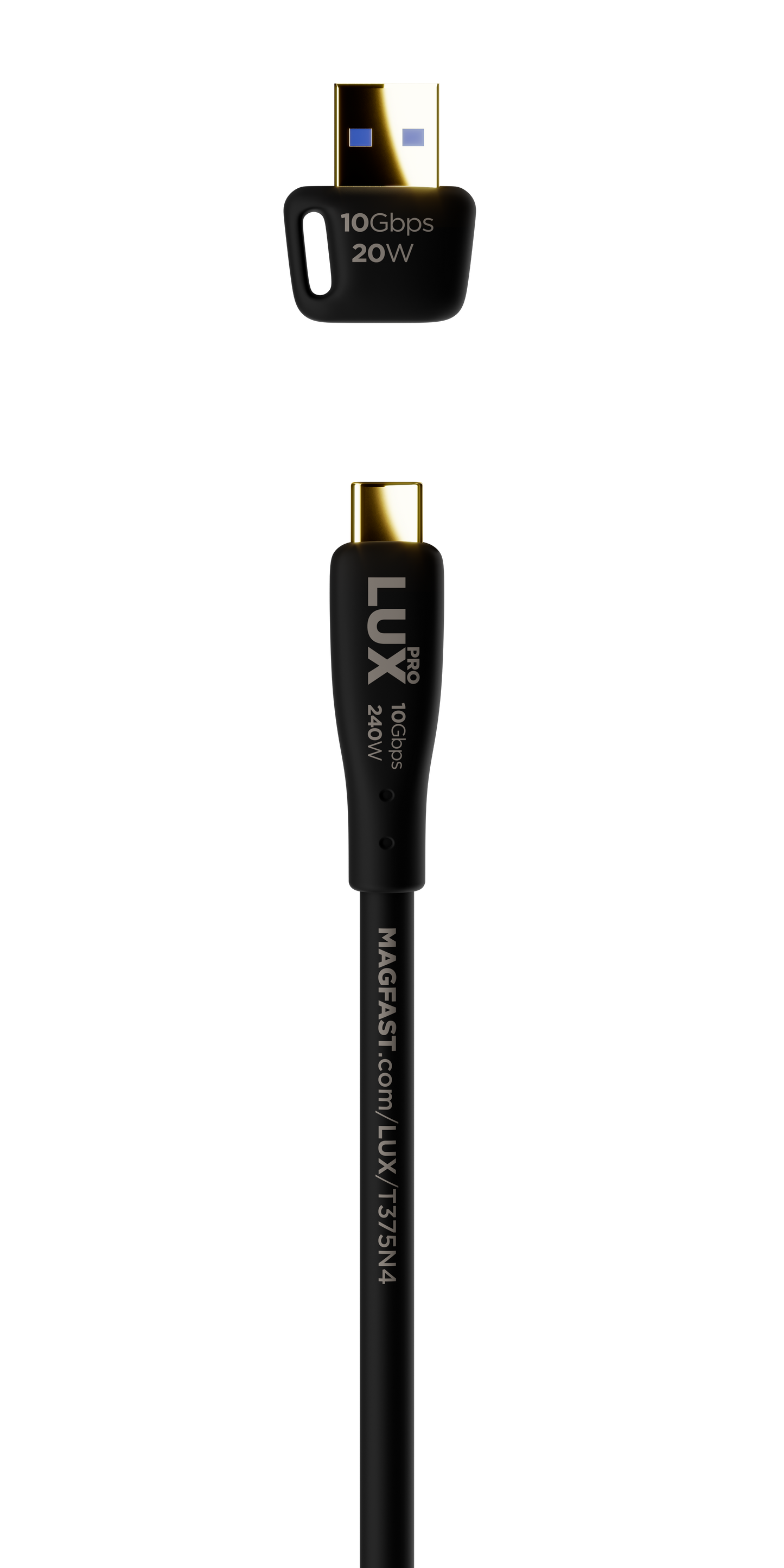 MAGFAST Lux Pro Cable - Carbon Black - 2m - USB-C to USB-C + Adapter
