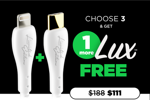 3 Lux Limited Edition Lightning Cables + 1 more USB-C FREE