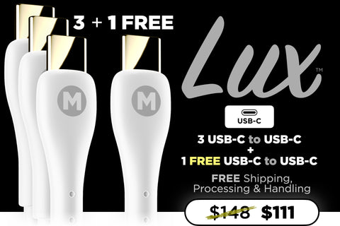 3 Lux USB-C to USB-C cables + 1 more USB-C to USB-C FREE